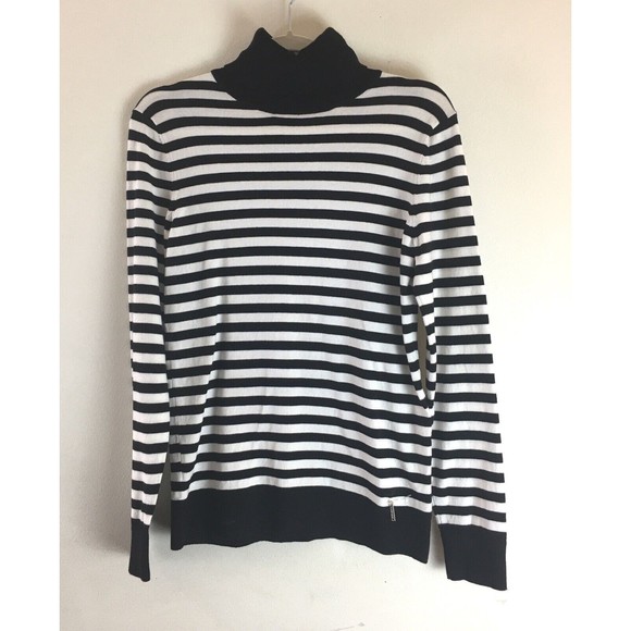 Tommy Hilfiger Tops - TOMMY HILFIGER Black White Long Sleeve TOP Size SMALL Womens Turtleneck